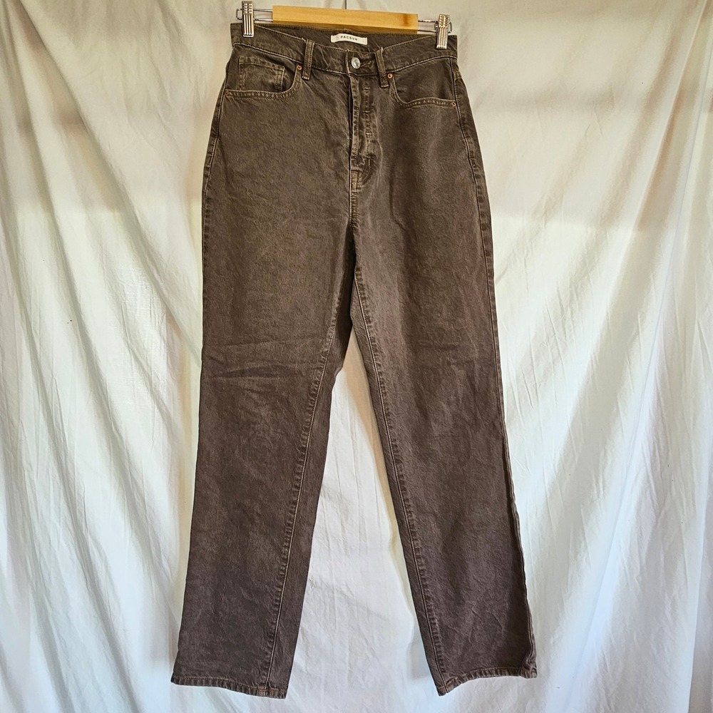 PacSun Dad Jean Brown High Rise Straight Leg Button Fly Denim‎ Pants Size 27